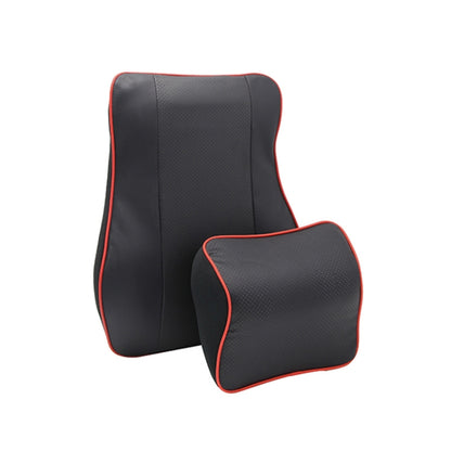 Leather Memory Foam All Season Car Seat Neck Support Cushion Headrest+Waist Pad(Black Red) - Seat Accessories by PMC Jewellery | Online Shopping South Africa | PMC Jewellery | Buy Now Pay Later Mobicred