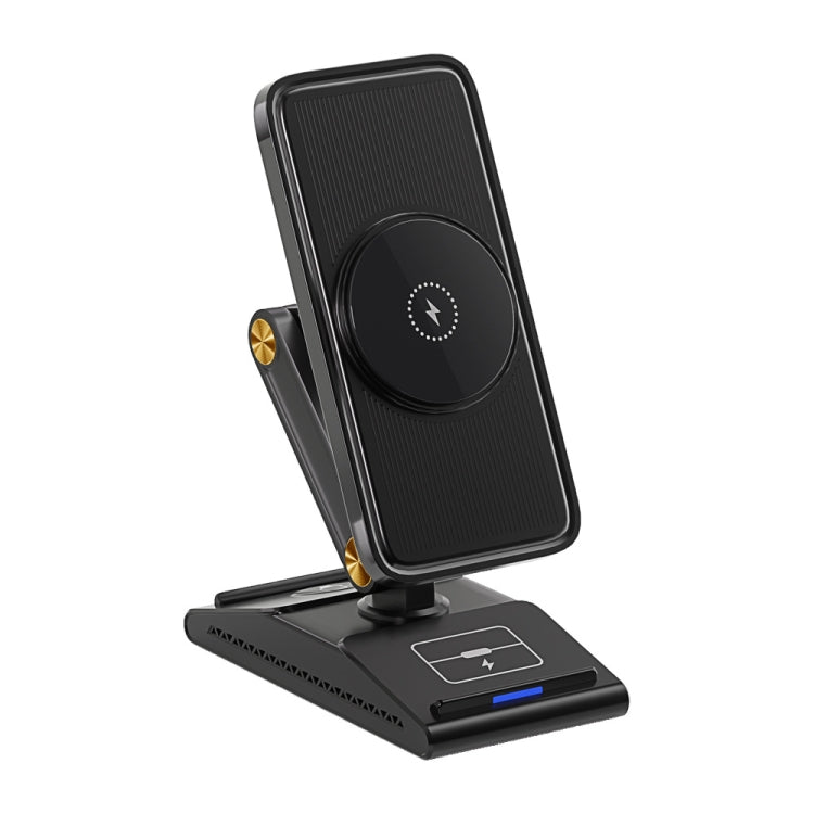 3-In-1 Magsafe Rotating Folding Magnetic Desktop Wireless Charger(Black) - Wireless Charger by PMC Jewellery | Online Shopping South Africa | PMC Jewellery | Buy Now Pay Later Mobicred