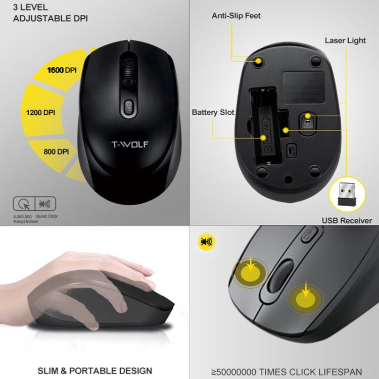 T-WOLF TF-100 2.4G Bluetooth Laptop Office Wireless Keyboard and Mouse Set(Set) - Wireless Keyboard by T-WOLF | Online Shopping South Africa | PMC Jewellery | Buy Now Pay Later Mobicred