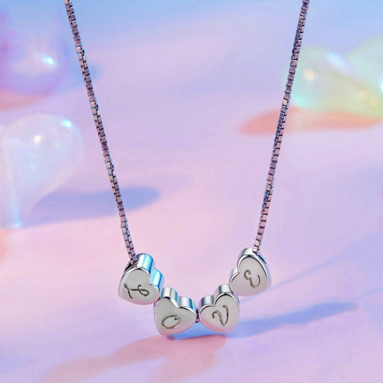 S925 Sterling Silver Platinum-plated Love Letters DIY Beads(L) - Jewelry Accessories by PMC Jewellery | Online Shopping South Africa | PMC Jewellery