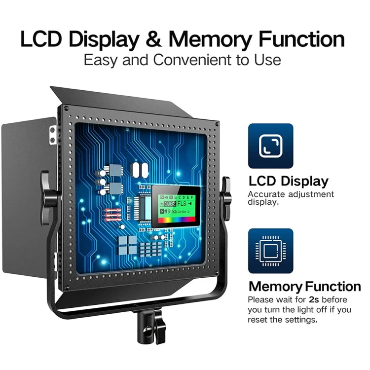 Pixel K80 RGB 45W 2600-10000K 552 LEDs Photography Fill Light Panel Lamp With LCD Display,US Plug Standard Set - free shipping - PMC TechLife - Order now!