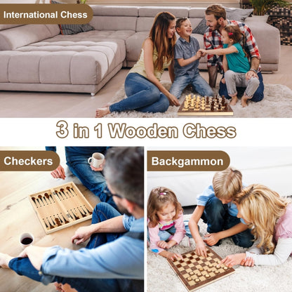 39 x 39cm 3 In 1 Wooden Chess Set Foldable Chess Board For Kids Adults - Table Games by PMC Jewellery | Online Shopping South Africa | PMC Jewellery | Buy Now Pay Later Mobicred