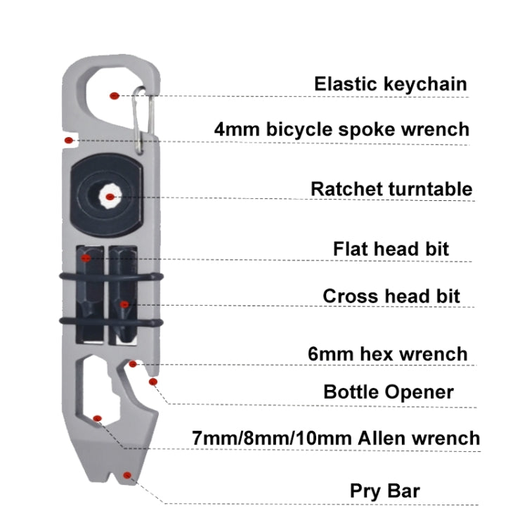 Multifunctional Outdoor Survival and Self-defense Ratchet Crowbar Tool EDC Bottle Opener(Silver) - Emergency Tools by PMC TechLife | Online Shopping South Africa | PMC TechLife