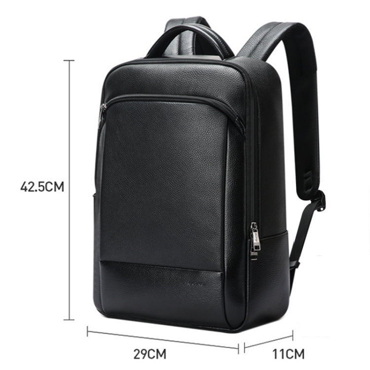 Bopai 61-123311 Large-Capacity First-Layer Cowhide Business Laptop Backpack(Black) - free shipping - PMC Jewellery - Order now!