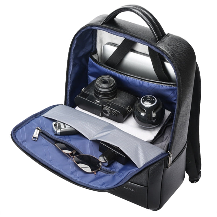 Bopai 61-123311 Large-Capacity First-Layer Cowhide Business Laptop Backpack(Black) - free shipping - PMC Jewellery - Order now!
