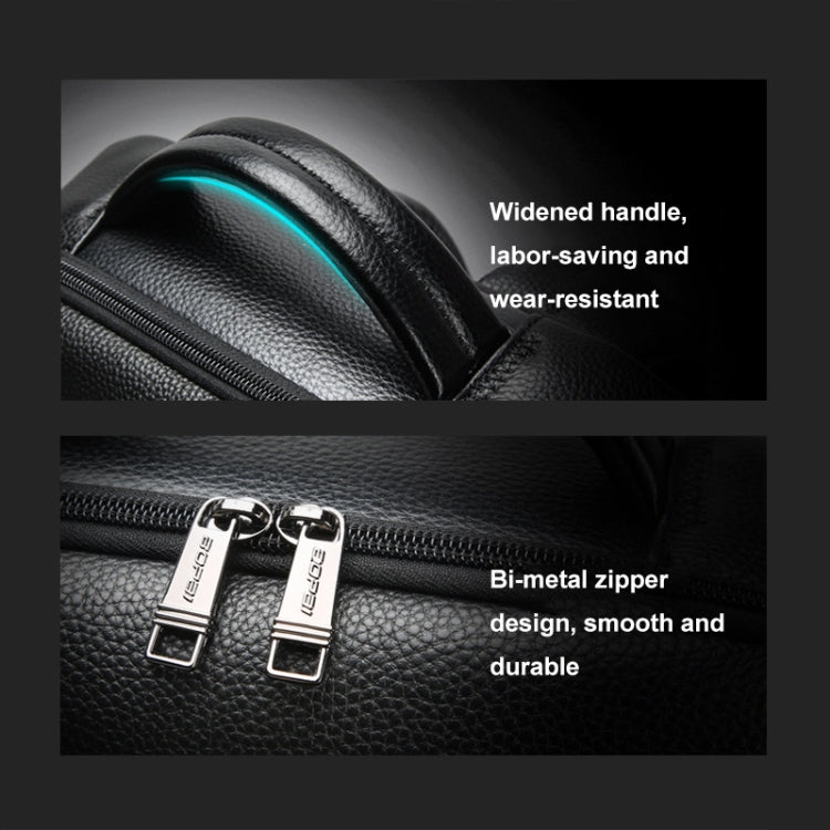 Bopai 61-123311 Large-Capacity First-Layer Cowhide Business Laptop Backpack(Black) - free shipping - PMC Jewellery - Order now!