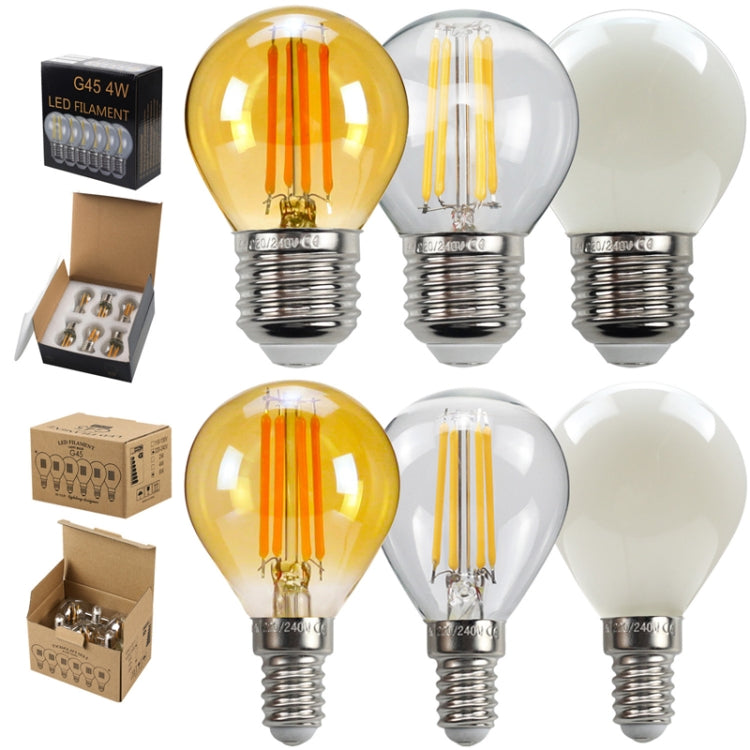 6pcs /Box G45 Bulb LED Lamp Fixture Illuminator Vintage Filament Lights, Style: Gold Small Screw(220V 4W) - LED Blubs & Tubes by PMc TechLife | Online Shopping South Africa | PMc TechLife | Buy Now Pay Later Mobicred