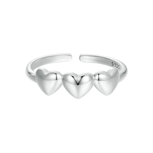 S925 Sterling Silver Love Arrangement Open Adjustable Ring(SCR1001-E) - Rings by PMC Jewellery | Online Shopping South Africa | PMC Jewellery