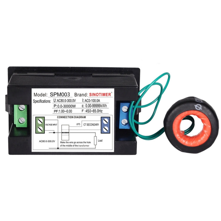 SINOTIMER SPM003 AC LED Digital Voltmeter Frequency Factors Meter Power Monitor, Specification: AC200-450V 100A - Current & Voltage Tester by SINOTIMER | Online Shopping South Africa | PMC TechLife | Buy Now Pay Later Mobicred