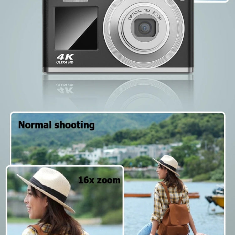 4K HD Optical Zoom Digital Camera 60MP Dual Screen Selfie Camera, No Memory(Black) - Video Cameras by PMC TechLife | Online Shopping South Africa | PMC TechLife | Buy Now Pay Later Mobicred
