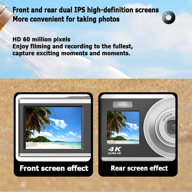 4K HD Optical Zoom Digital Camera 60MP Dual Screen Selfie Camera, No Memory(Silver) - Video Cameras by PMC TechLife | Online Shopping South Africa | PMC TechLife | Buy Now Pay Later Mobicred