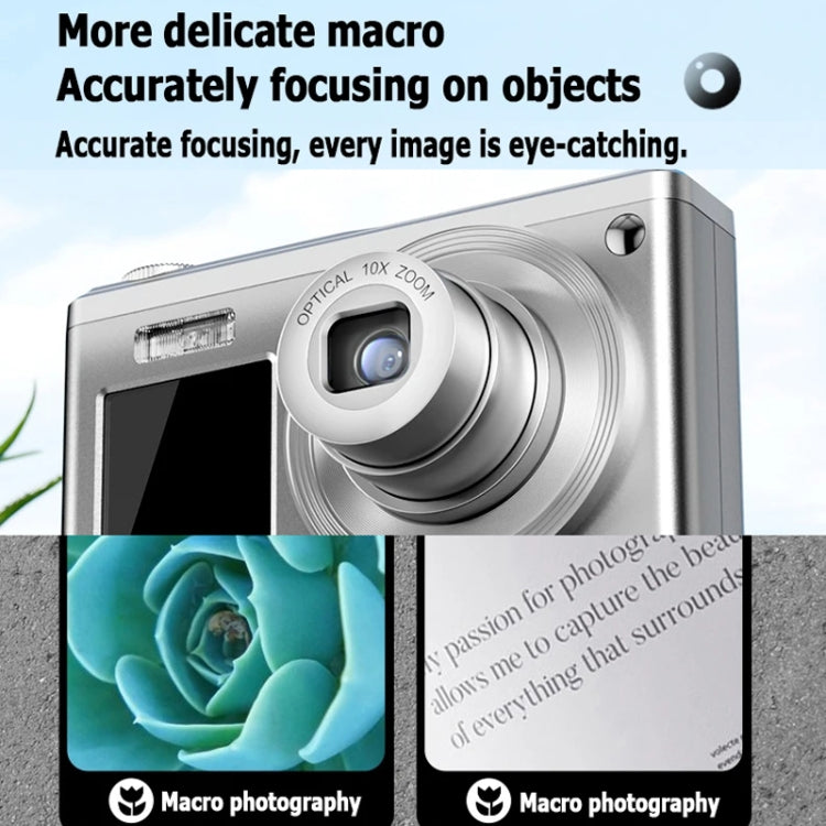 4K HD Optical Zoom Digital Camera 60MP Dual Screen Selfie Camera, No Memory(Silver) - Video Cameras by PMC TechLife | Online Shopping South Africa | PMC TechLife | Buy Now Pay Later Mobicred