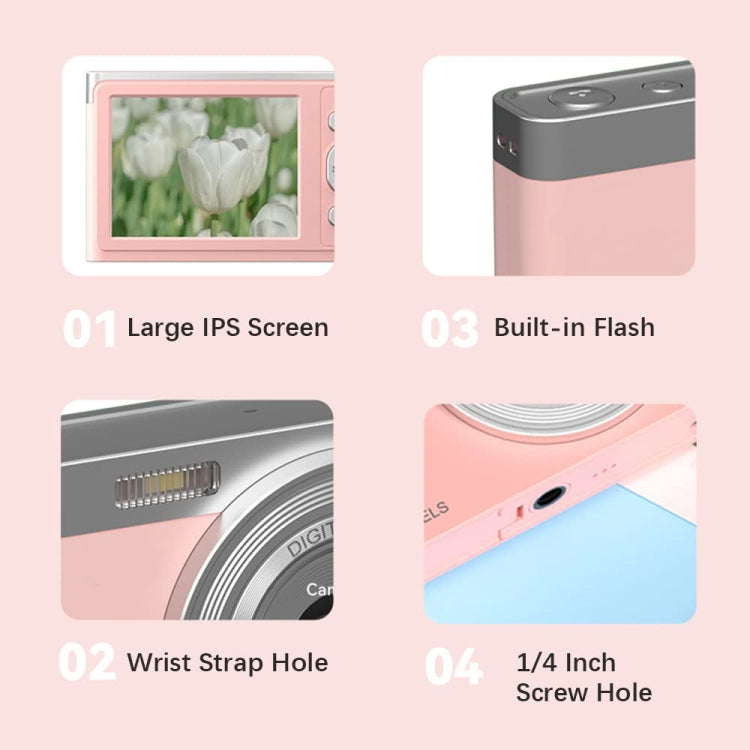 50 MP HD Camera 4K Video Retro Vlog Self-Shooting Camera(Pink) - Video Cameras by PMC TechLife | Online Shopping South Africa | PMC TechLife | Buy Now Pay Later Mobicred