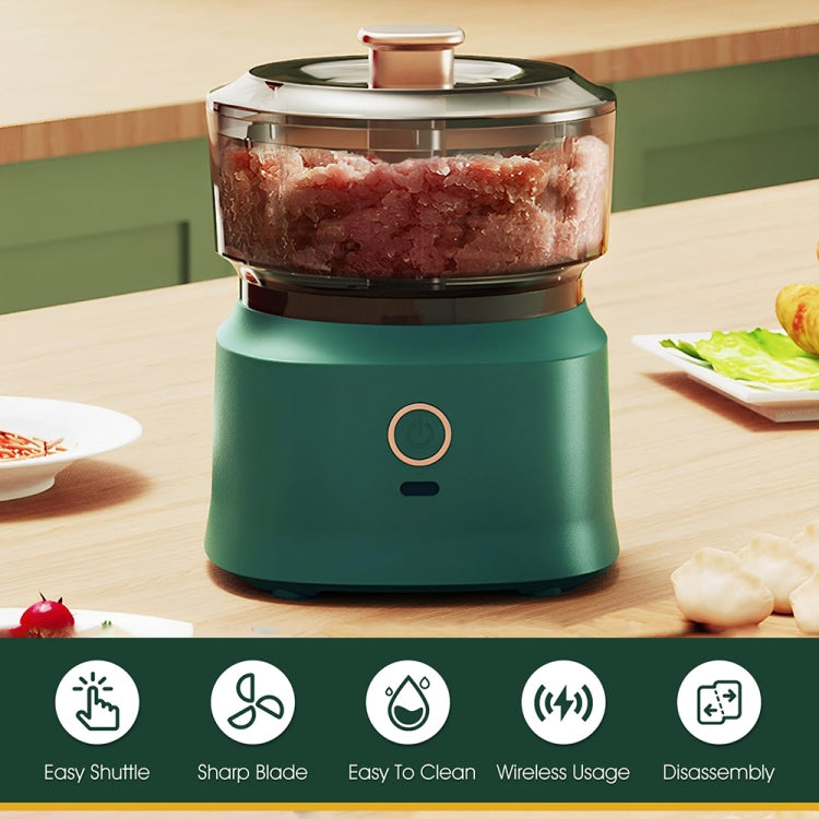JRQ-01 Home Wireless Electric Meat Grinder Kitchen Garlic Pounder, Size: Electroplated Double-click(Green) - Stirrer & Squeezer by PMC TechLife | Online Shopping South Africa | PMC TechLife | Buy Now Pay Later Mobicred