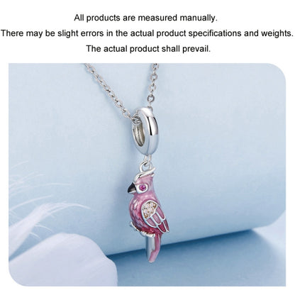 S925 Sterling Silver Platinum-plated Pink Gradient Parrot Jewelry Pendant(BSC971) - Jewelry Accessories by PMC Jewellery | Online Shopping South Africa | PMC Jewellery