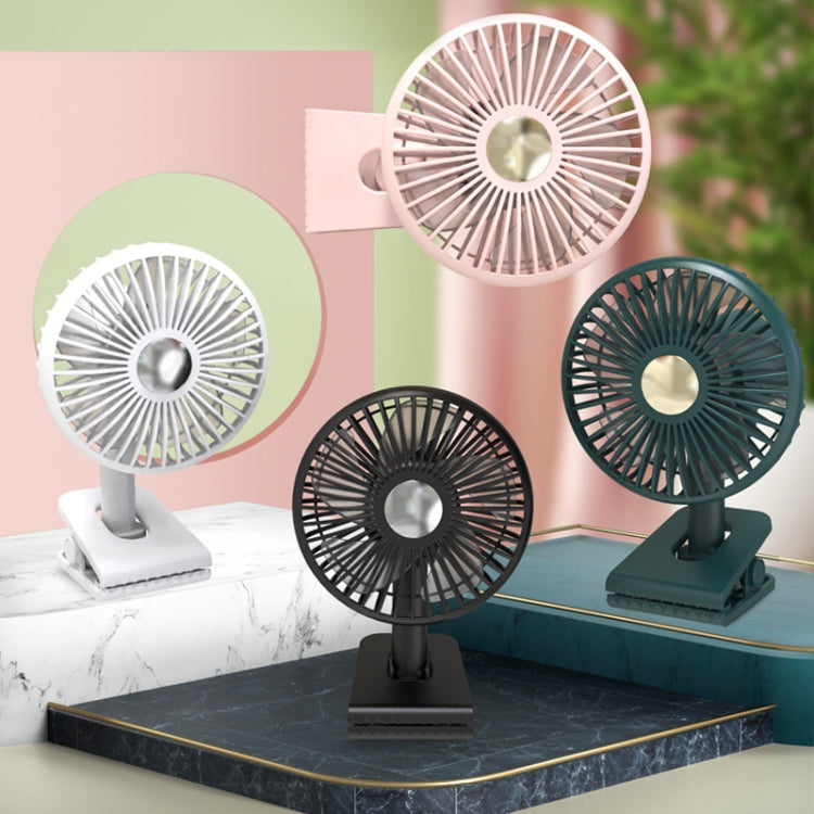 Car Clip-On Rechargeable Electric Oscillating Head Fan With Light(Black) - Heating & Fans by PMC TechLife | Online Shopping South Africa | PMC TechLife | Buy Now Pay Later Mobicred