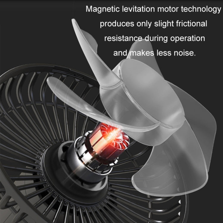 Car Clip-On Rechargeable Electric Oscillating Head Fan With Light(White) - Heating & Fans by PMC TechLife | Online Shopping South Africa | PMC TechLife | Buy Now Pay Later Mobicred