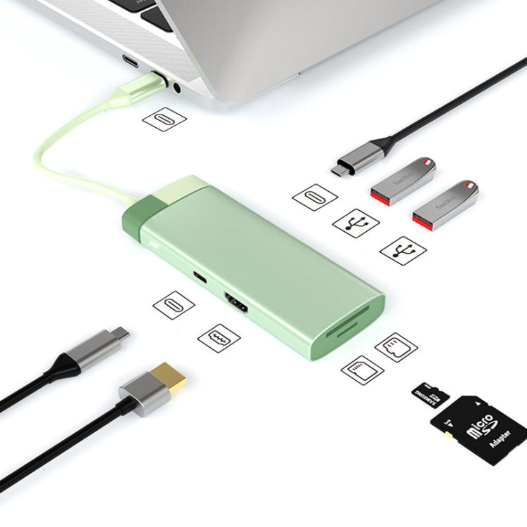 BS7A 7 In 1 Type-C Docking Station Multi-Function USB Hub Docking Station Converter(Green) - USB HUB by PMC Jewellery | Online Shopping South Africa | PMC Jewellery | Buy Now Pay Later Mobicred