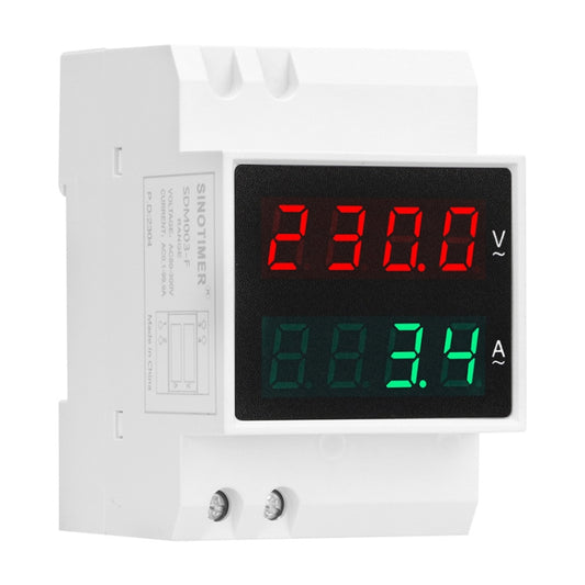 SINOTIMER SDM003-F 4 Digits Display DIN-Rail Single Phase AC Dual Display Voltage And Current Meter - Current & Voltage Tester by SINOTIMER | Online Shopping South Africa | PMC Jewellery | Buy Now Pay Later Mobicred