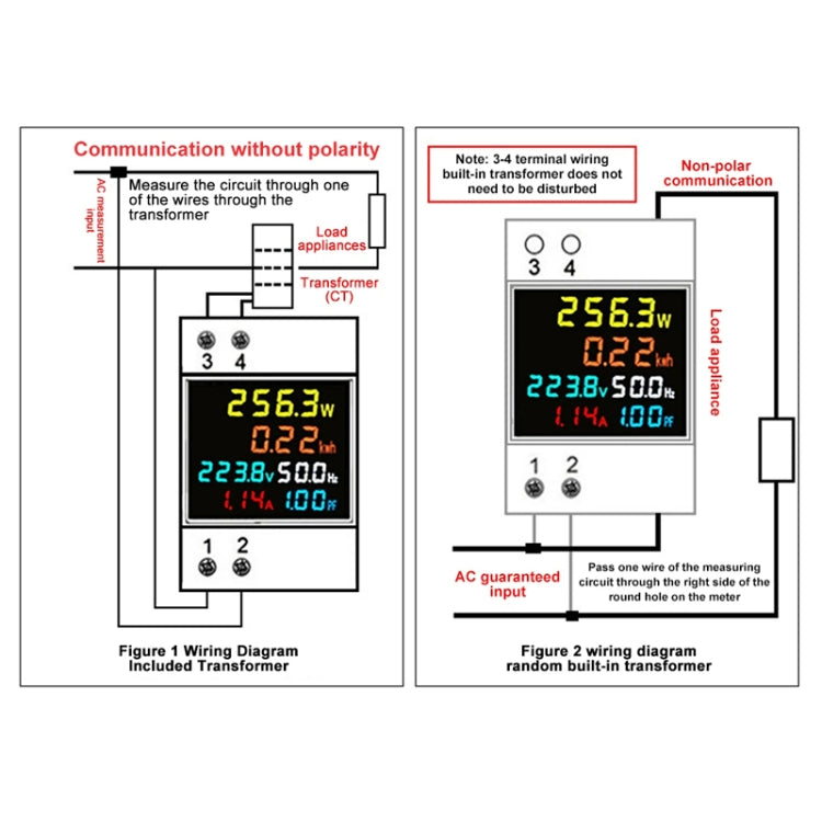 SINOTIMER SDM009 Din Rail Single-Phase Voltage Current Frequency Power Factor Electricity Multifunctional Meter, Model: AC40-300V External - free shipping - PMC Jewellery - Order now!