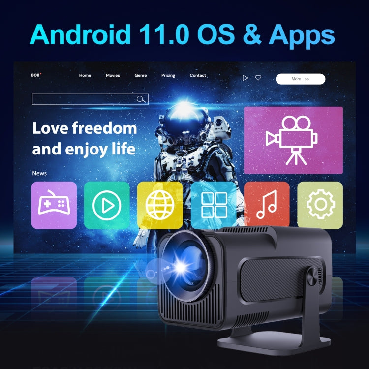 HY320 1080P 390ANSI 4K Android 11 Projector With Wifi 6 Bluetooth 5.0 Support Miracast / Airplay / DLNA UK Plug - LED Projector by PMC Jewellery | Online Shopping South Africa | PMC Jewellery | Buy Now Pay Later Mobicred