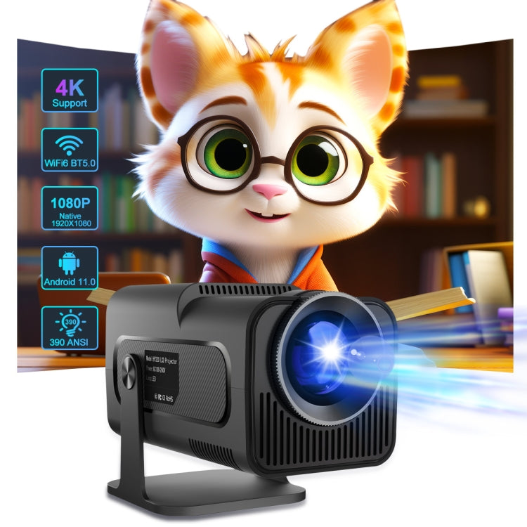 HY320 1080P 390ANSI 4K Android 11 Projector With Wifi 6 Bluetooth 5.0 Support Miracast / Airplay / DLNA EU Plug - LED Projector by PMC TechLife | Online Shopping South Africa | PMC TechLife