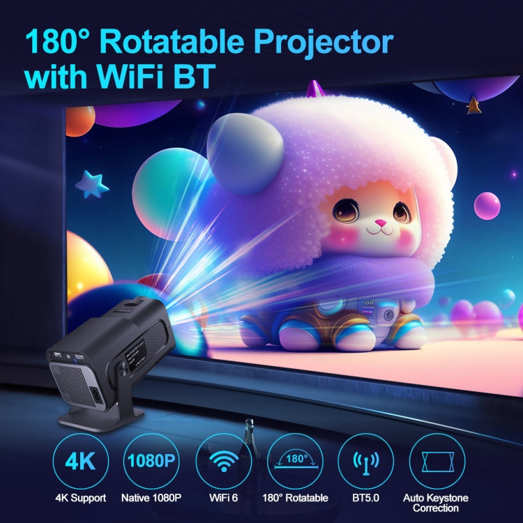 HY320 1080P 390ANSI 4K Android 11 Projector With Wifi 6 Bluetooth 5.0 Support Miracast / Airplay / DLNA UK Plug - LED Projector by PMC Jewellery | Online Shopping South Africa | PMC Jewellery | Buy Now Pay Later Mobicred