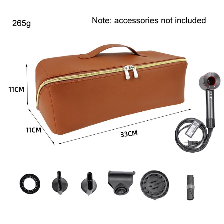 For Dyson Hair Dryer Curling Wand Portable Storage Bag, Color: Brown+Gold Zipper - Dyson Accessories by PMC Jewellery | Online Shopping South Africa | PMC Jewellery