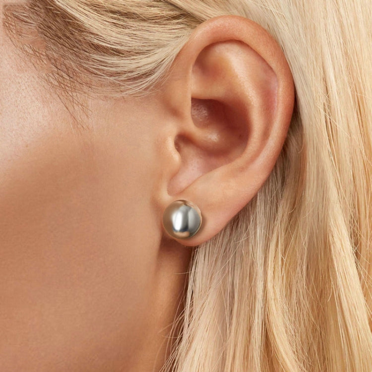 S925 Sterling Silver Platinum Plated Spherical Women Earrings, Size: L - Stud Earrings & Earrings by PMC Jewellery | Online Shopping South Africa | PMC Jewellery