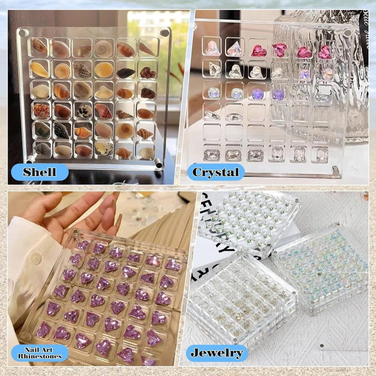 36 Grids Acrylic Magnetic Seashell Storage Display Box Beads Jewelry Nail Art Storage Box - Jewelry Storages by PMC Jewellery | Online Shopping South Africa | PMC Jewellery