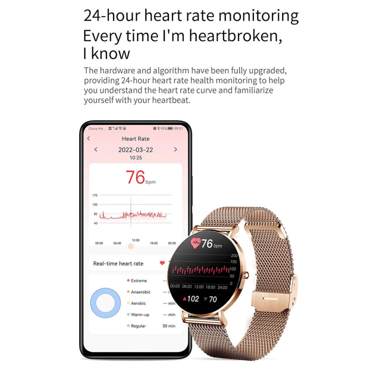 T8 1.3-inch Heart Rate/Blood Pressure/Blood Oxygen Monitoring Bluetooth Smart Watch, Color: Gold - Smart Watches by PMC TechLife | Online Shopping South Africa | PMC TechLife | Buy Now Pay Later Mobicred