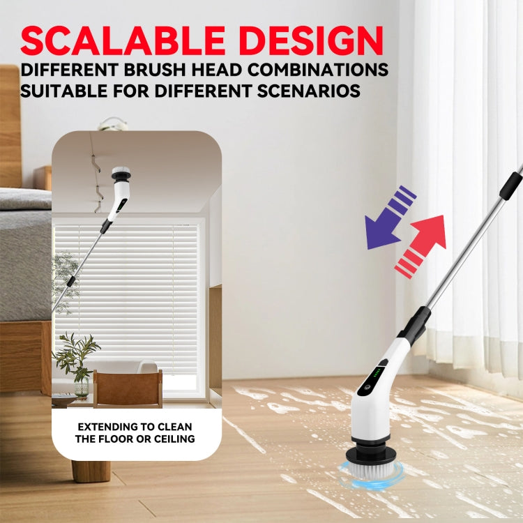 Cordless Electric Spin Scrubber Extension Handle with 7 Replacement Heads(Black) - free shipping - PMc TechLife - Order now!