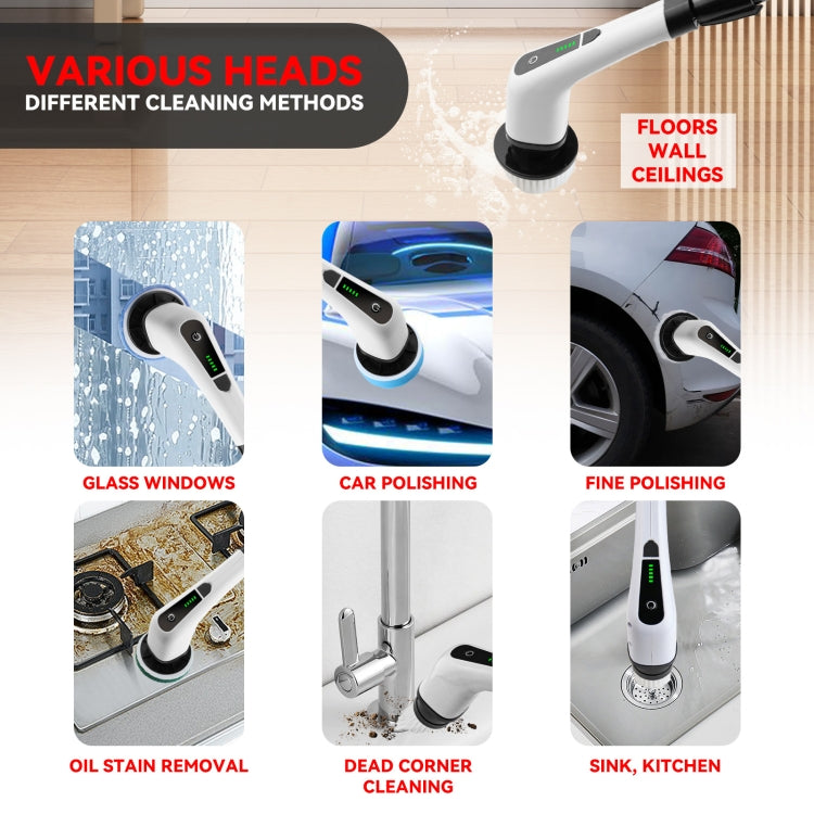 Cordless Electric Spin Scrubber Extension Handle with 7 Replacement Heads(Black) - free shipping - PMc TechLife - Order now!