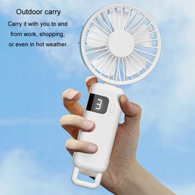 Portable Digital Display Hanging Neck Mute Small Fan USB Charging Handheld Foldable Fan(Blue) - Electric Fans by PMC TechLife | Online Shopping South Africa | PMC TechLife | Buy Now Pay Later Mobicred