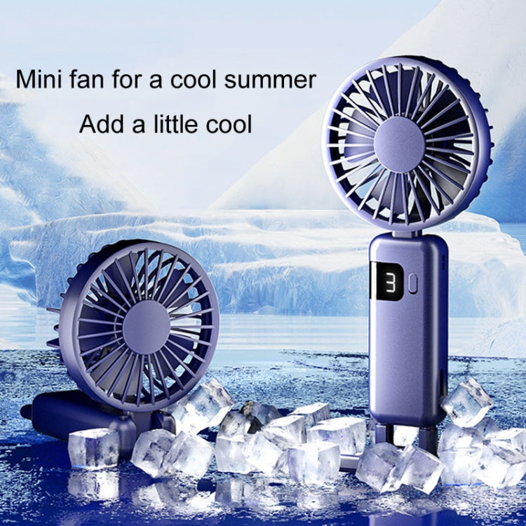 Portable Digital Display Hanging Neck Mute Small Fan USB Charging Handheld Foldable Fan(Blue) - Electric Fans by PMC TechLife | Online Shopping South Africa | PMC TechLife | Buy Now Pay Later Mobicred