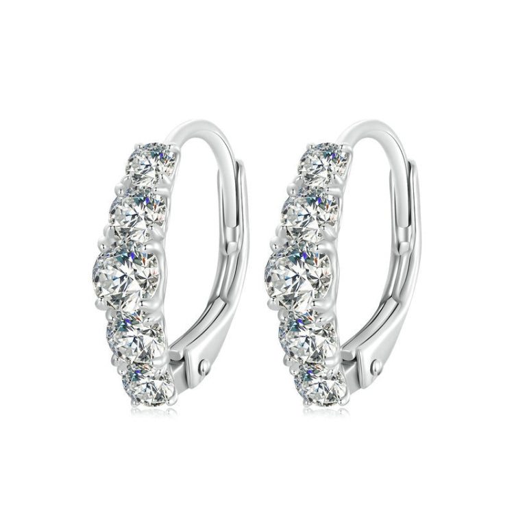 S925 Sterling Silver Platinum Plated Moissanite Women Earrings(MSE045) - Stud Earrings & Earrings by PMC Jewellery | Online Shopping South Africa | PMC Jewellery