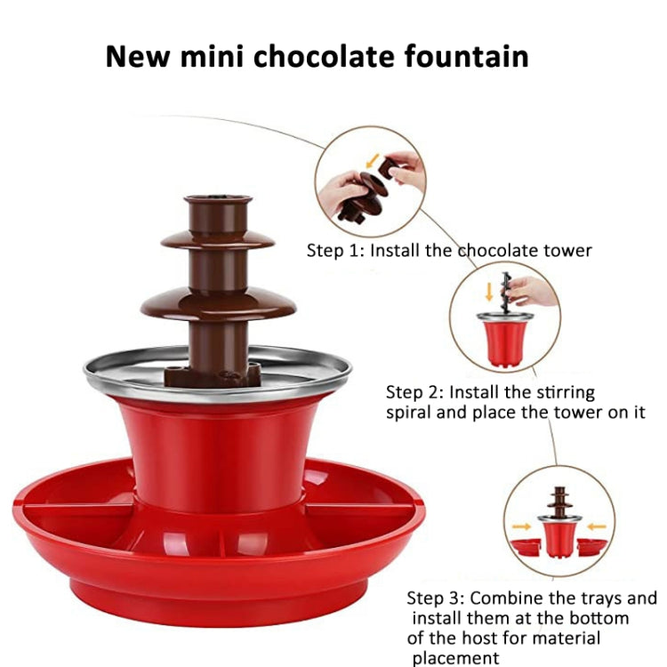 35W  3 Tier Chocolate Fountain  Mini Fondue Set with Hot Melting Pot Base 220V EU Plug - free shipping - PMC TechLife - Order now!