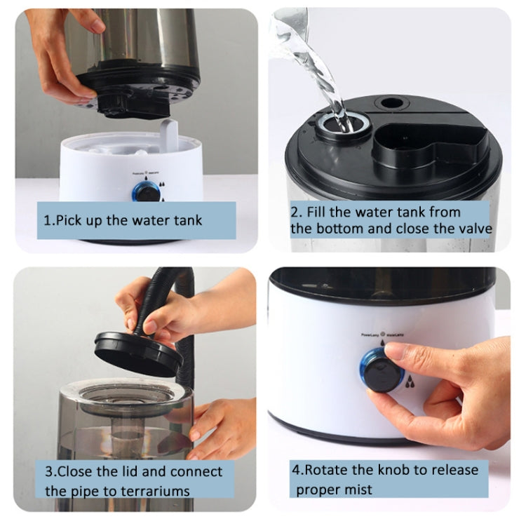4L Reptile Humidifier Fogger Cool Mist Fog Mister with Tube for Tortoise Habita US Plug - Air Purifier by PMC TechLife | Online Shopping South Africa | PMC TechLife | Buy Now Pay Later Mobicred