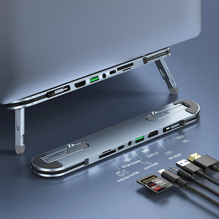 6 Ports USB-C/Type-C HUB Docking Station Laptop Stand Holder - Laptop Stand by PMC Jewellery | Online Shopping South Africa | PMC Jewellery | Buy Now Pay Later Mobicred