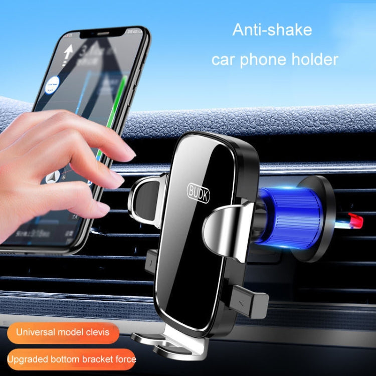 BUDK Anti-shake Car Phone Bracket Car Navigation Air Vent Fixed Gravity Support Stand(Silver) - Car Holders by BUDK | Online Shopping South Africa | PMC Jewellery | Buy Now Pay Later Mobicred