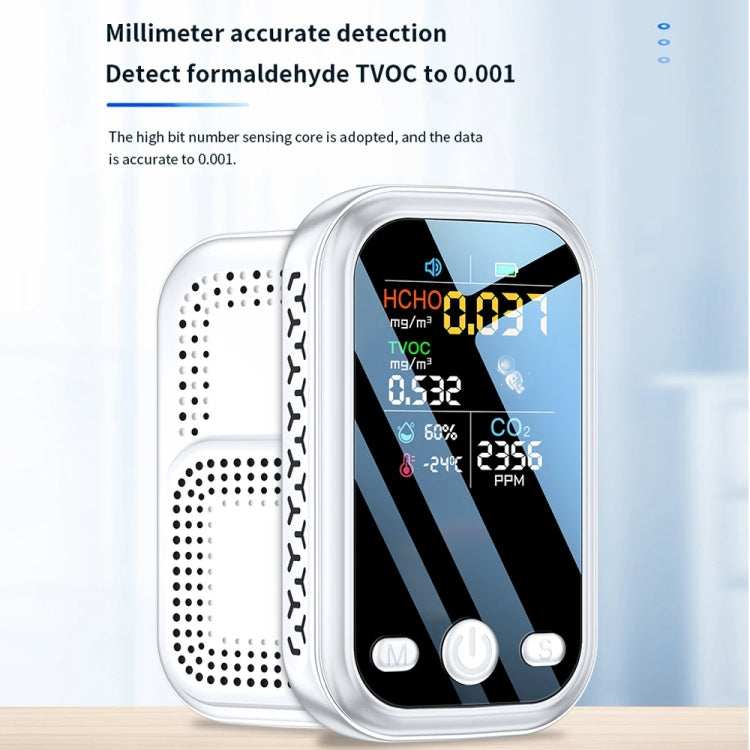5 In 1  Air Quality Monitor TVOC HCHO CO2 Detector Temperature Humidity Tester(White) - Air & Water Quality Tester by PMC TechLife | Online Shopping South Africa | PMC TechLife | Buy Now Pay Later Mobicred
