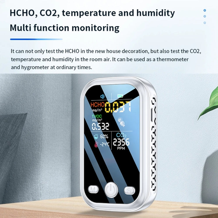 5 In 1  Air Quality Monitor TVOC HCHO CO2 Detector Temperature Humidity Tester(White) - Air & Water Quality Tester by PMC TechLife | Online Shopping South Africa | PMC TechLife | Buy Now Pay Later Mobicred