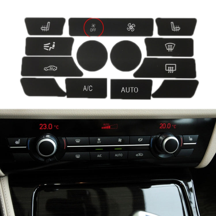 For BMW 5 Series/7 Series/X5/C6/F10/F01/F15 Air Conditioning Button Repair Sticker, Style: A 13pcs With OFF - Decorative Sticker by PMC TechLife | Online Shopping South Africa | PMC TechLife | Buy Now Pay Later Mobicred