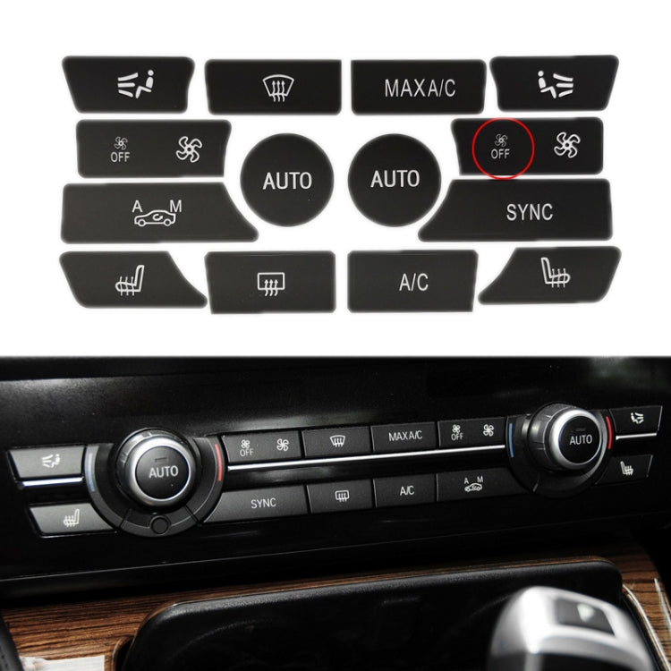 For BMW 5 Series/7 Series/X5/C6/F10/F01/F15 Air Conditioning Button Repair Sticker, Style: B 14pcs With OFF - Decorative Sticker by PMC Jewellery | Online Shopping South Africa | PMC Jewellery | Buy Now Pay Later Mobicred