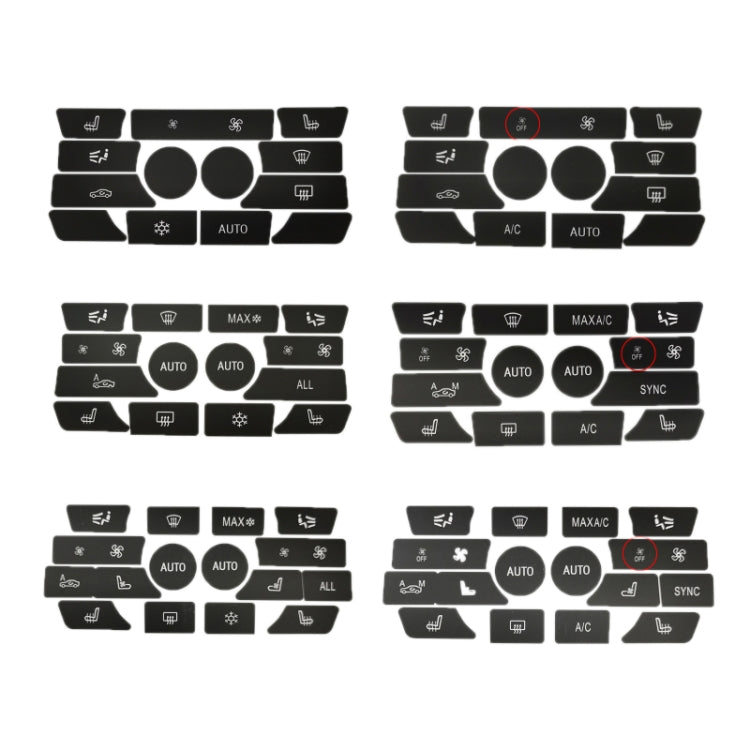 For BMW 5 Series/7 Series/X5/C6/F10/F01/F15 Air Conditioning Button Repair Sticker, Style: B 14pcs No OFF - Decorative Sticker by PMC TechLife | Online Shopping South Africa | PMC TechLife | Buy Now Pay Later Mobicred