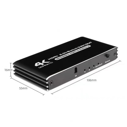 60Hz HDMI2.0 4K With Remote Control Switcher HDCP2.2 Version 3 Into 1 Out Video Converter - Switch by PMC Jewellery | Online Shopping South Africa | PMC Jewellery | Buy Now Pay Later Mobicred