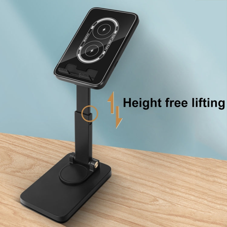 15W Desktop Wireless Charging Rotating Phone Holder Lazy Tablet Folding Lifting Bracket(Black) - Wireless Charger by PMC Jewellery | Online Shopping South Africa | PMC Jewellery | Buy Now Pay Later Mobicred