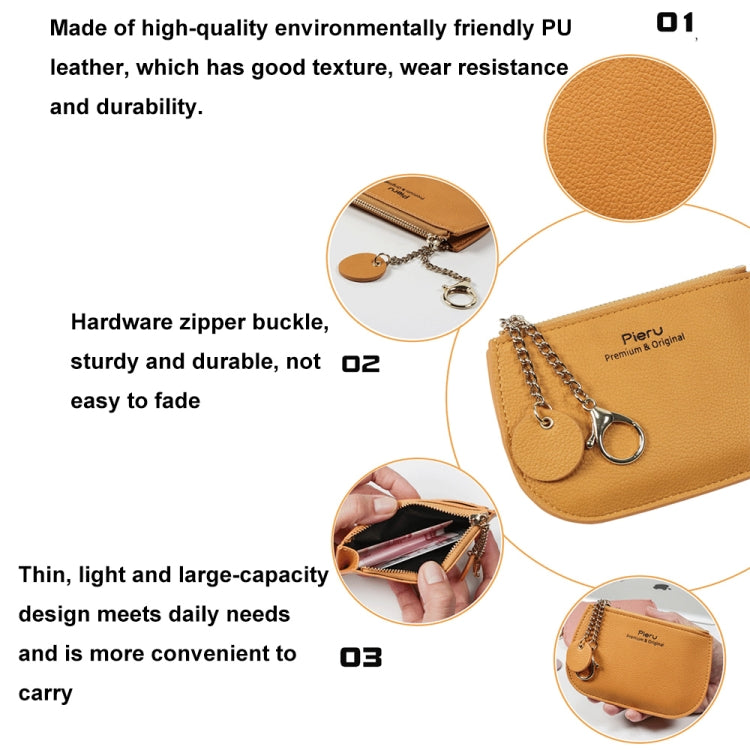 Leisure Ultra-thin Ladies Coin Purse Zippered Mini Wallet(Yellow) - Card & Passport Bags by Pieru | Online Shopping South Africa | PMC TechLife | Buy Now Pay Later Mobicred