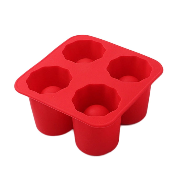 Four Hole Ice Cup Silicone Mold Compartment Cylindrical Coke Whiskey Ice Cube Maker Mold(Red) - Food Molds by PMC Jewellery | Online Shopping South Africa | PMC Jewellery