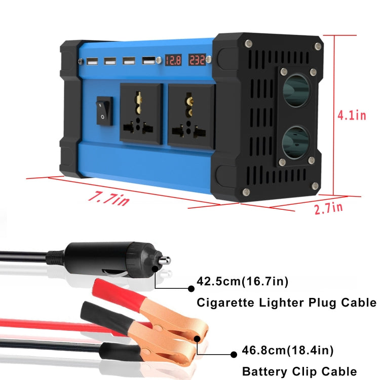 12V To 220V 500W Car Digital Display Inverter - Modified Square Wave by PMC TechLife | Online Shopping South Africa | PMC TechLife | Buy Now Pay Later Mobicred